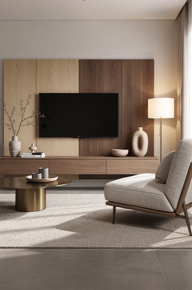 Use the Two-Wood Rule to Warm Up a Modern TV Unit Wall