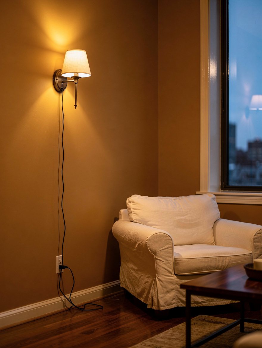 Use a Decorative Plug-In Sconce on a Blank Wall