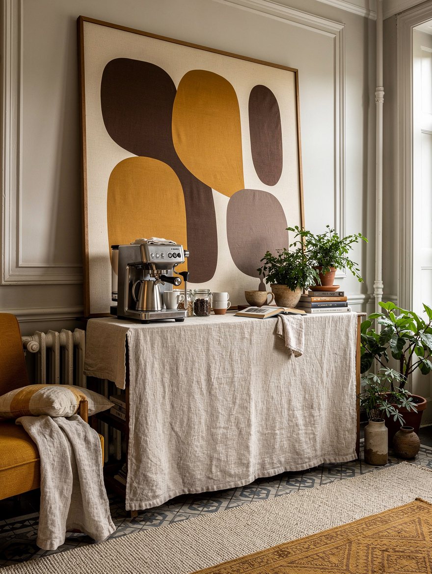 Frame a Coffee Bar With Oversize Art