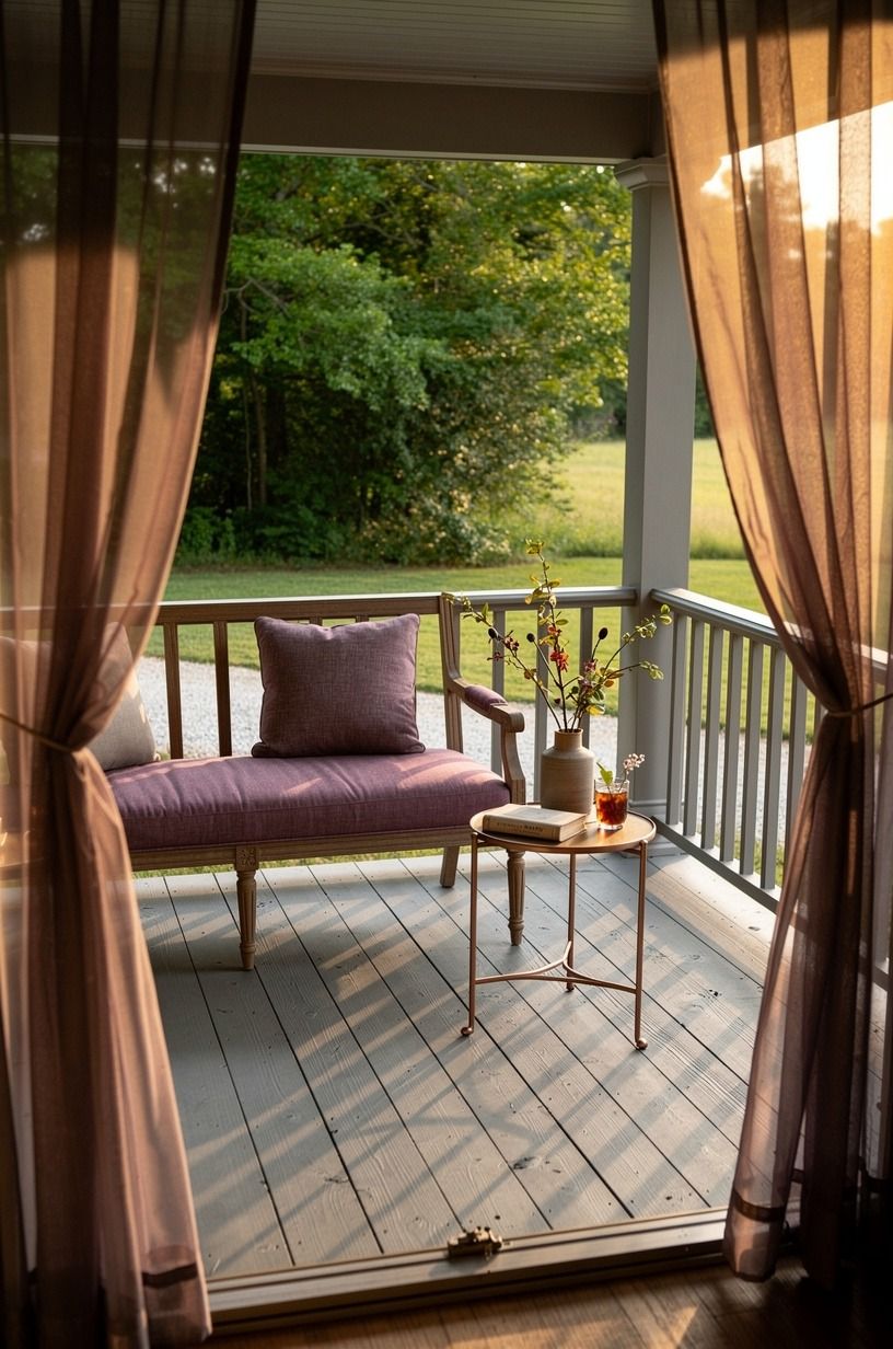 Frame a porch view with floor-length drapery