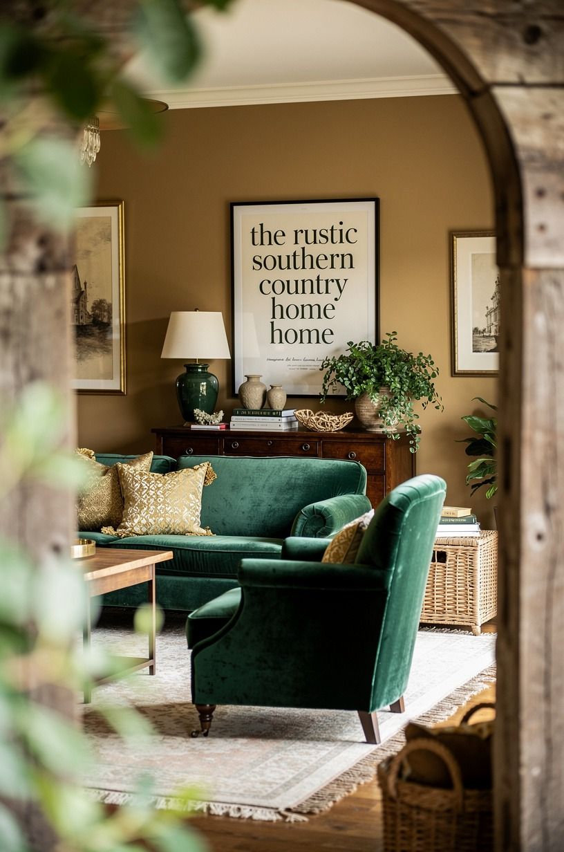 Start with a warm wall color for your rustic southern home