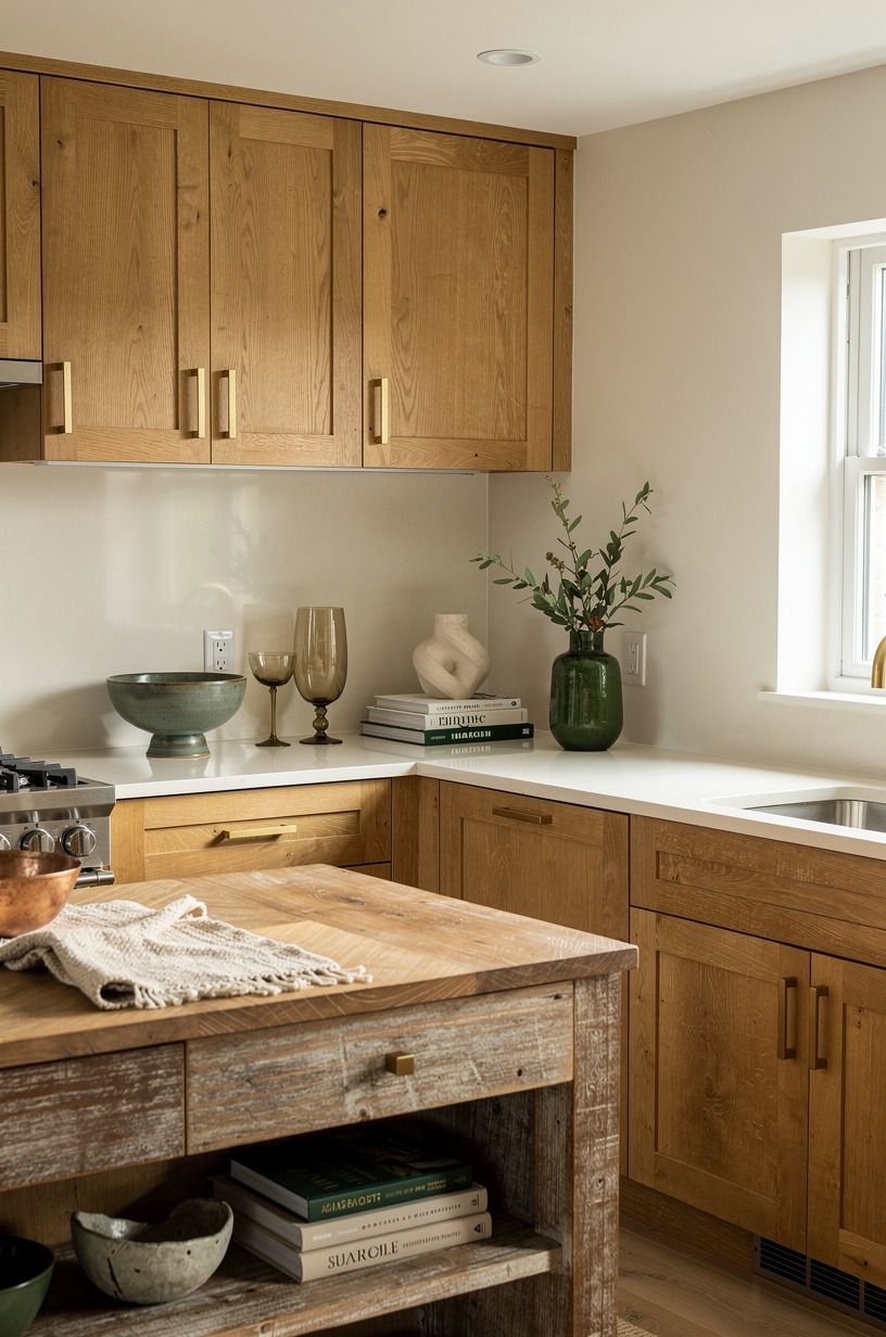 Can a pale backsplash make oak look richer?