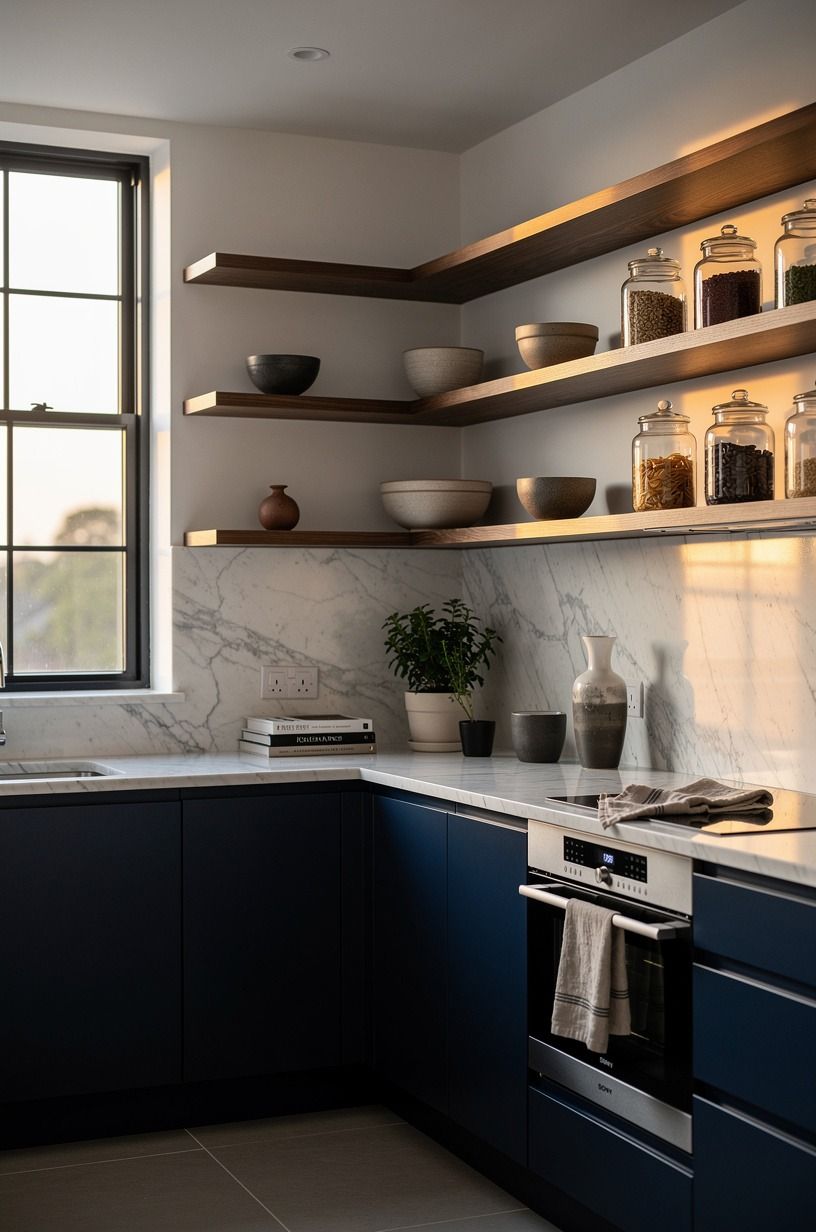 Float open shelves where uppers feel too dense