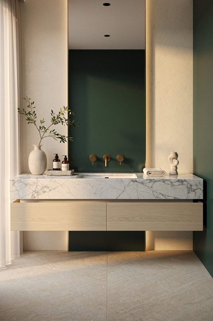 Add a wall-mounted vanity to reveal more floor