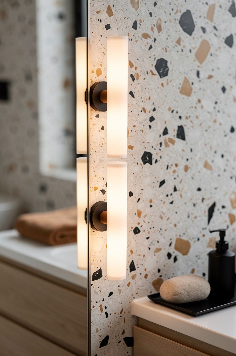 Frame the mirror with a Three-Height Light Stack