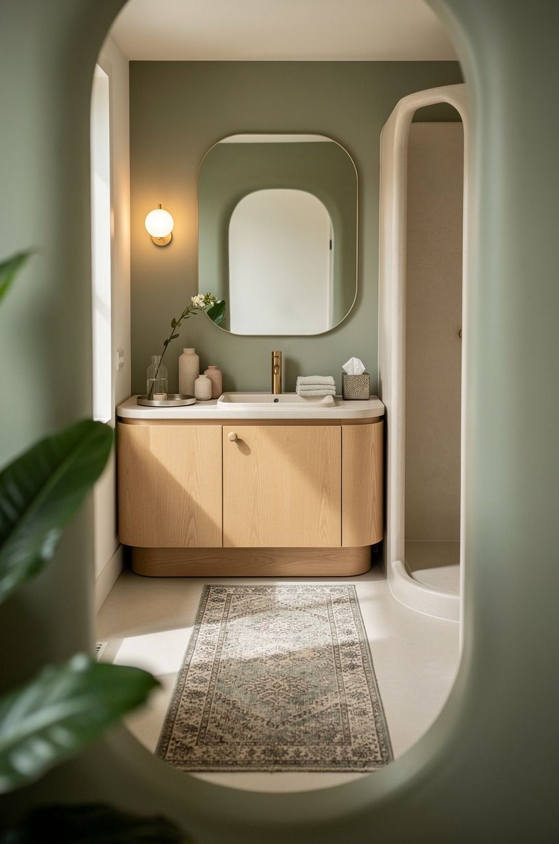 Ground small bathroom renovation ideas with a vintage runner