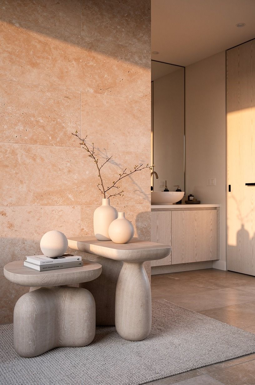 Layer Sea Salt against peach-toned stone