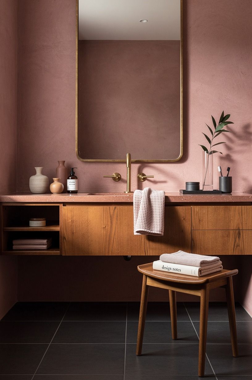 Use the Two-Wood Rule for a warmer vanity zone