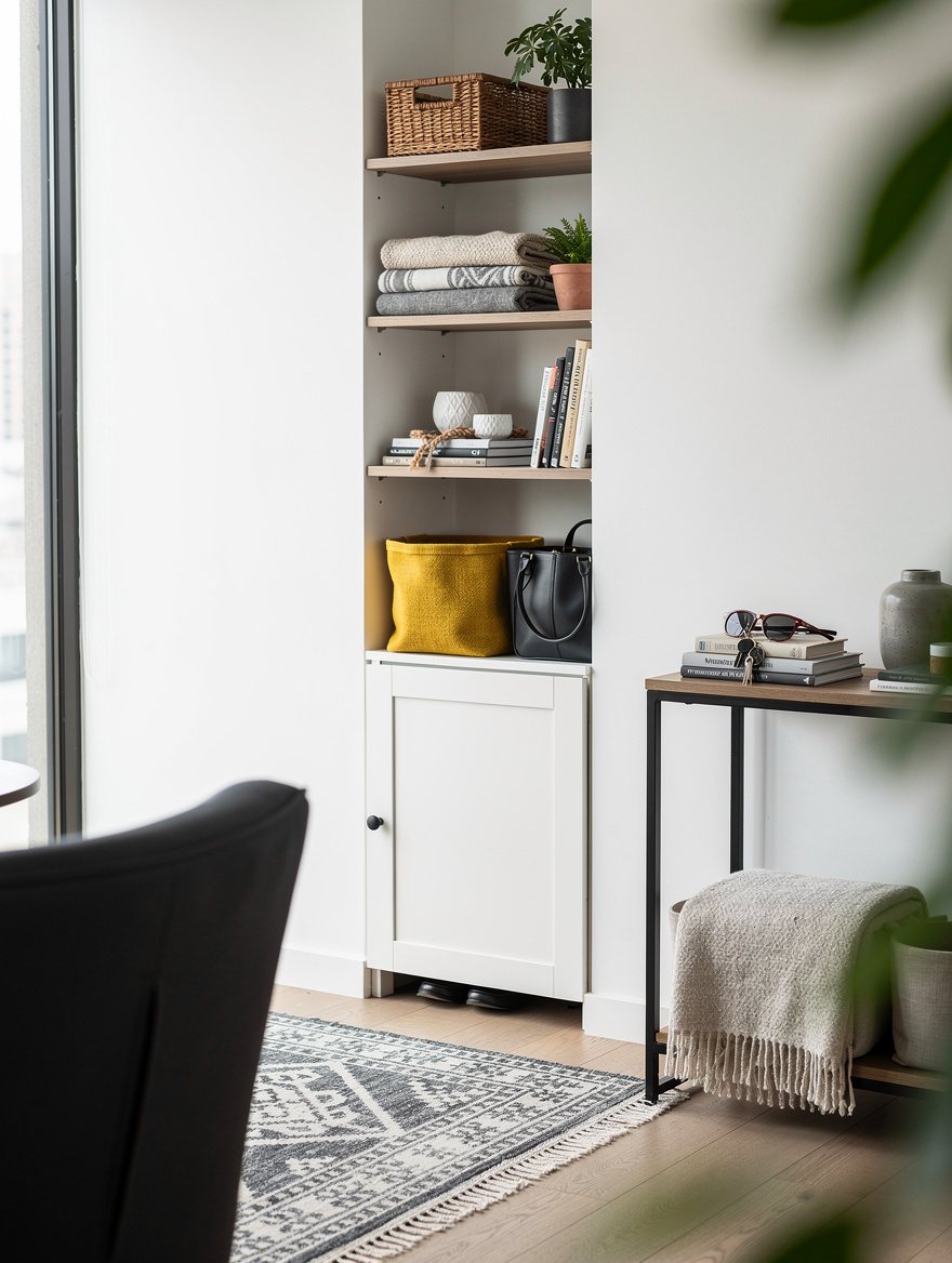 Hide Entryway Clutter Behind a Small Cabinet Door