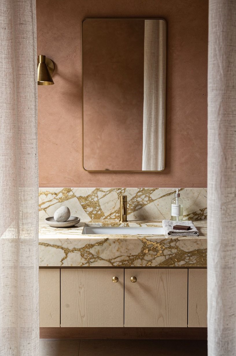 Anchor the sink with a real stone surface