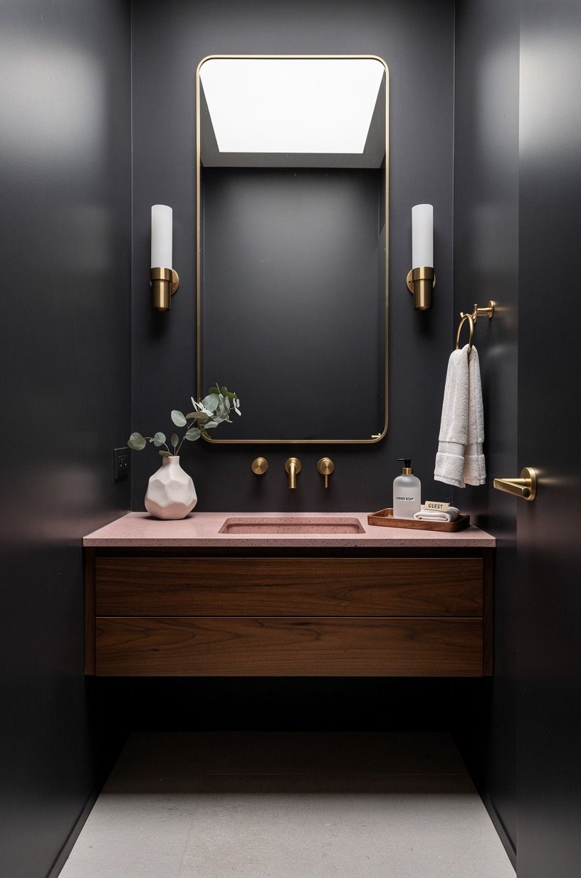 Can dark walls make a tiny powder room feel larger?