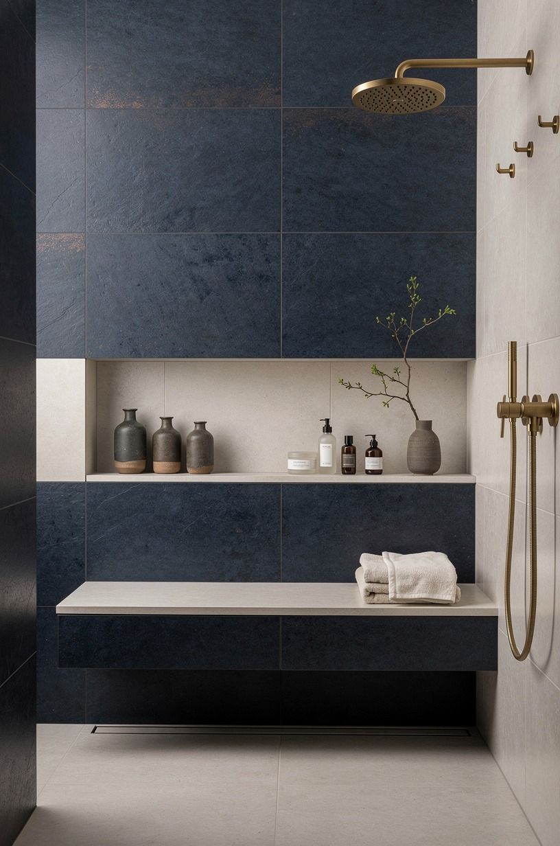 Use a Walk-In Shower Niche as a Shelf Line
