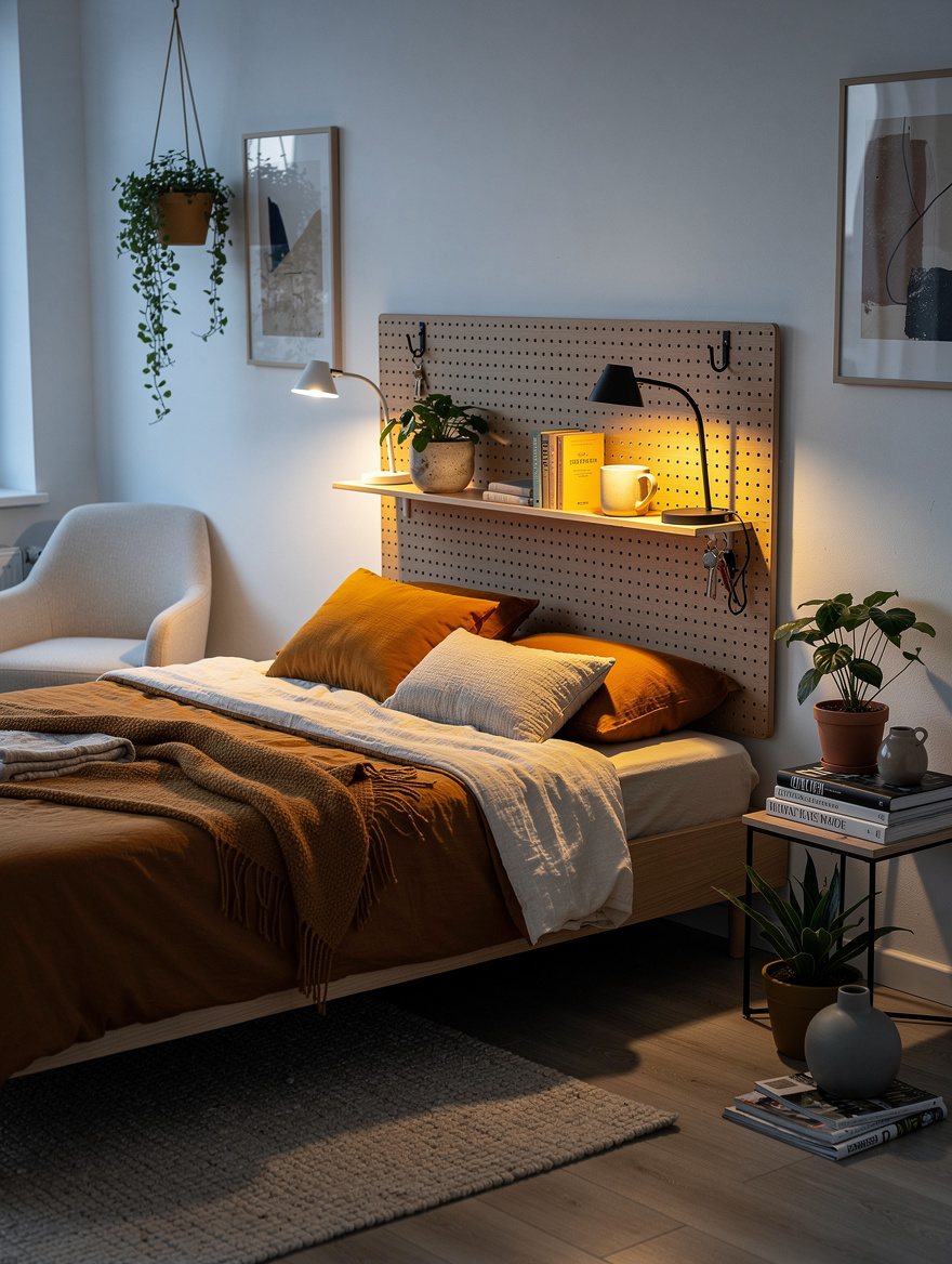 Turn a Pegboard Into a Nightstand Zone