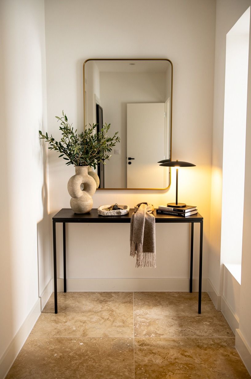 Anchor your hallway table with mirror placement