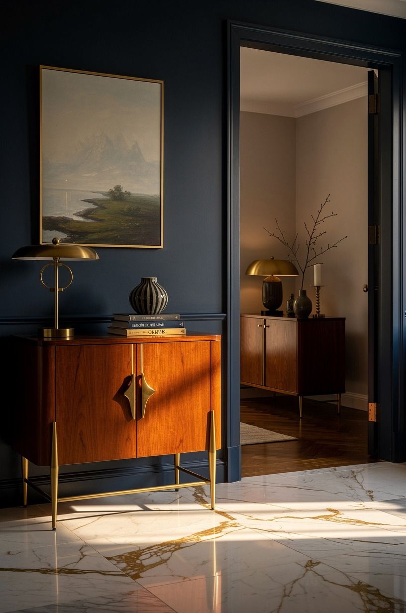 Put a quiet landscape above a loud console