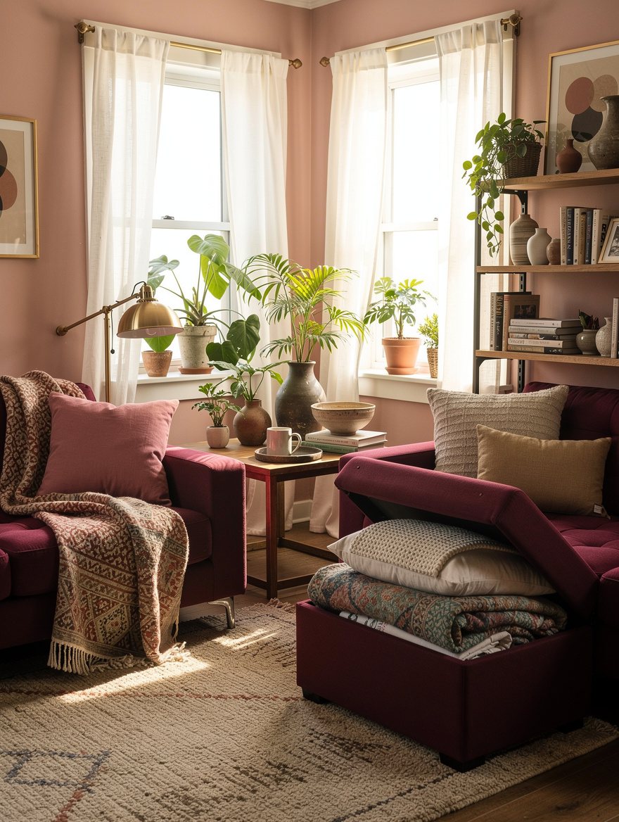 Use an Ottoman for the Bulky Stuff