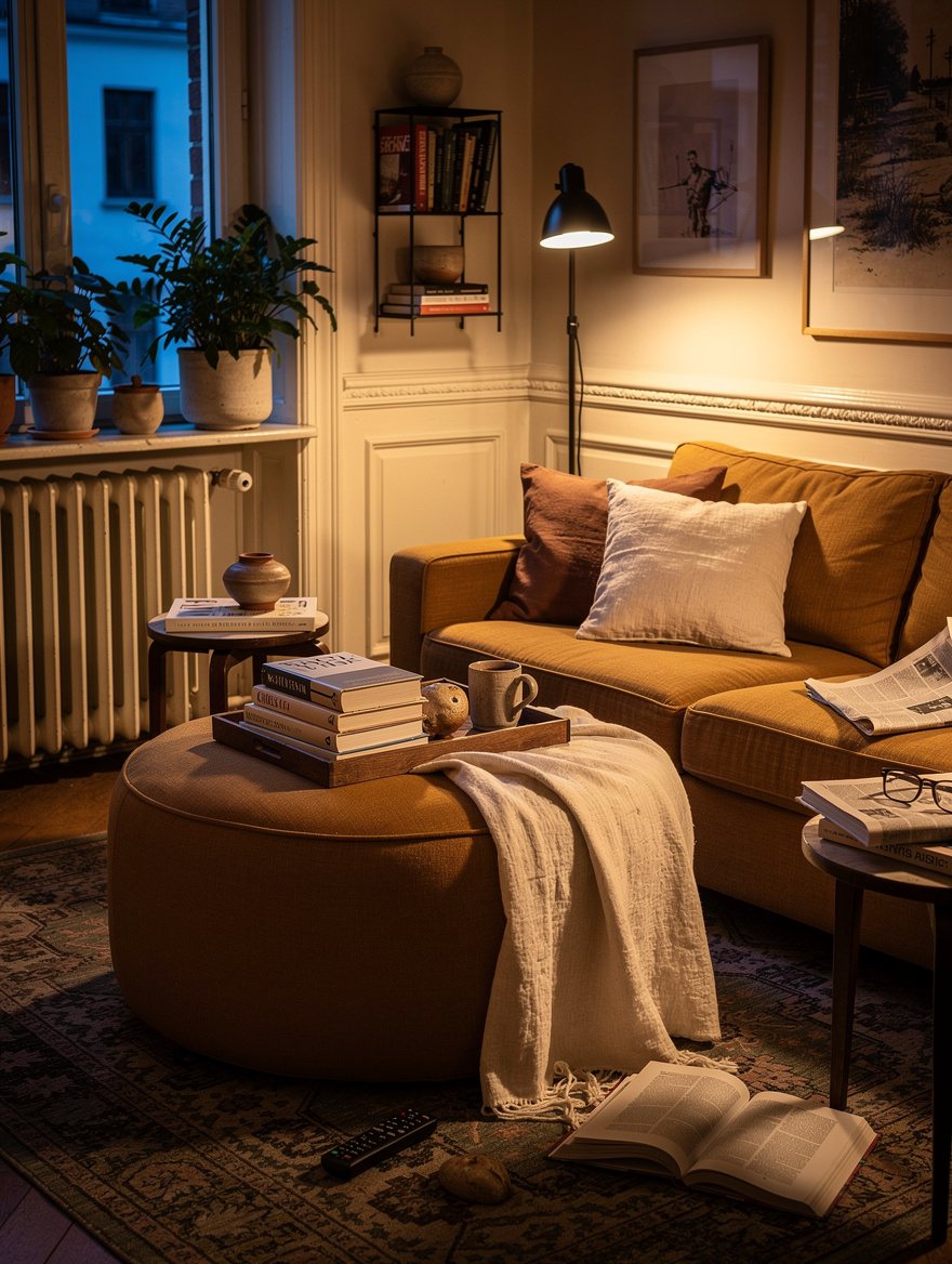Soften the Center With a Round Ottoman