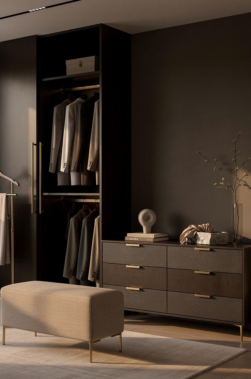Could a Dark Accent Work in a Minimalist Dressing Area?