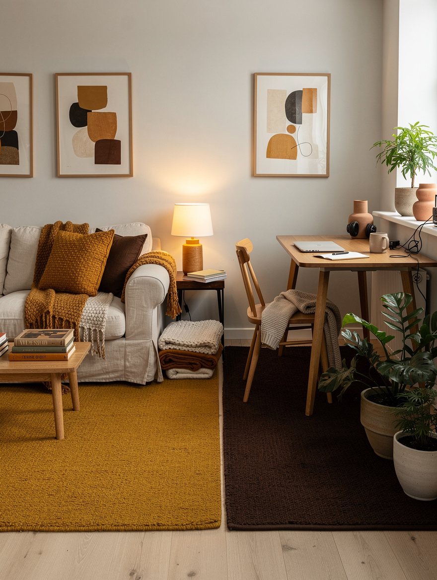 Use Two Rugs to Create Useful Zones