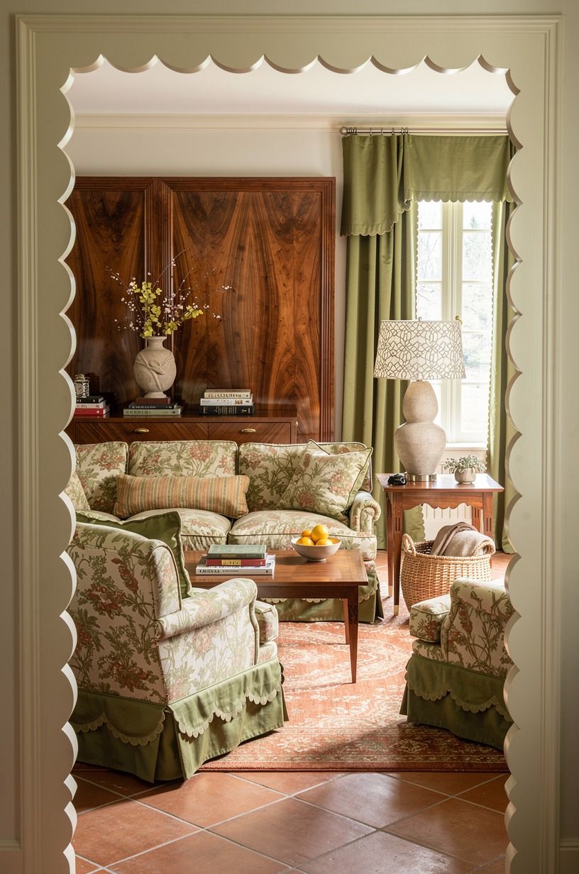 Use scallops to soften the straight lines
