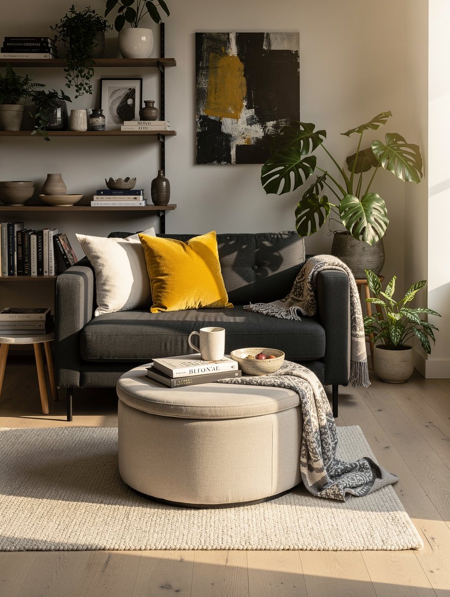 Give a Small Sofa a Round Landing Spot