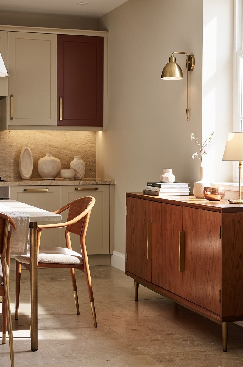 Keep one painted cabinet moment, not a full repaint