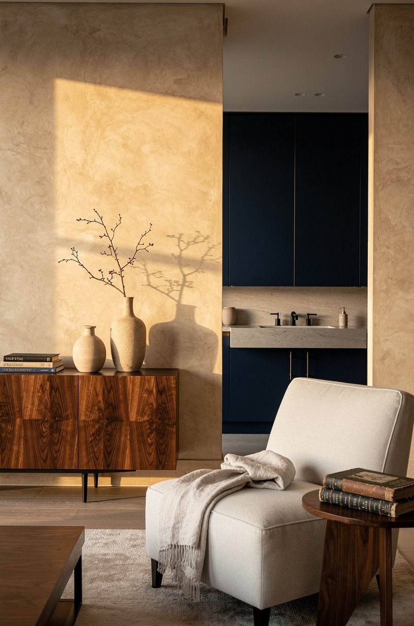 Swap all-white walls for a soft mineral wash