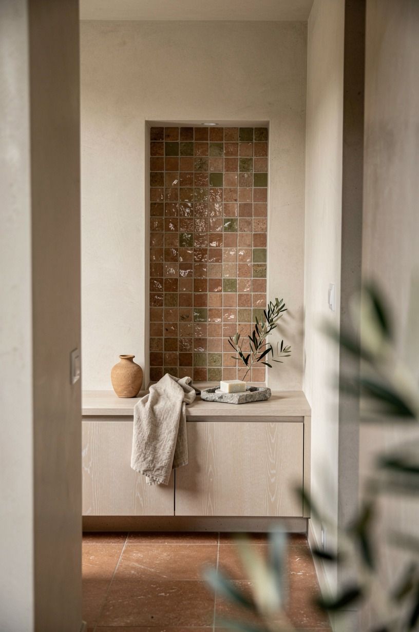Frame a shower niche with hand-glazed zellige
