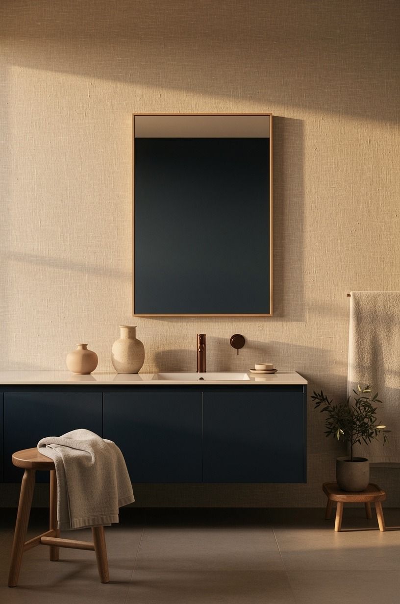 Hang art where a medicine cabinet would usually go