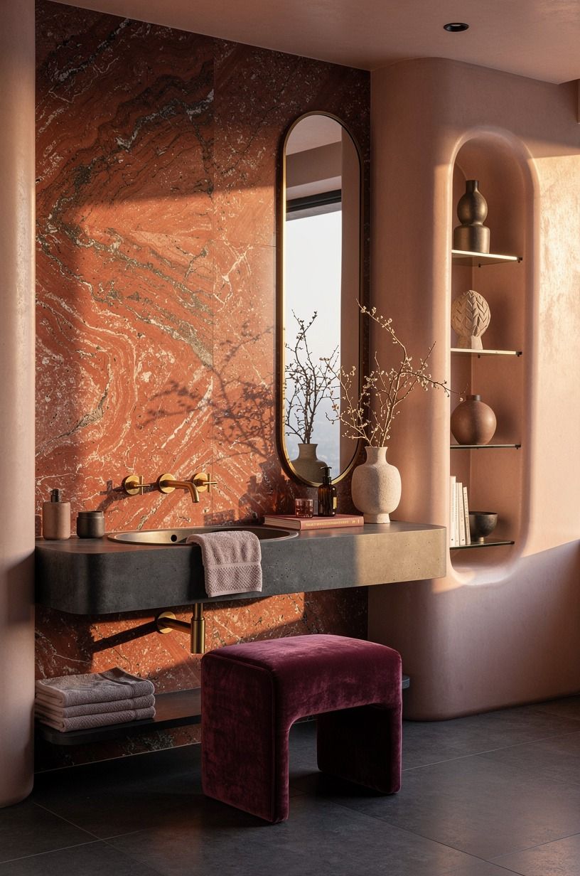 18 Red Travertine Bathroom Ideas for Warm, Rich Tones That Feel Expensive