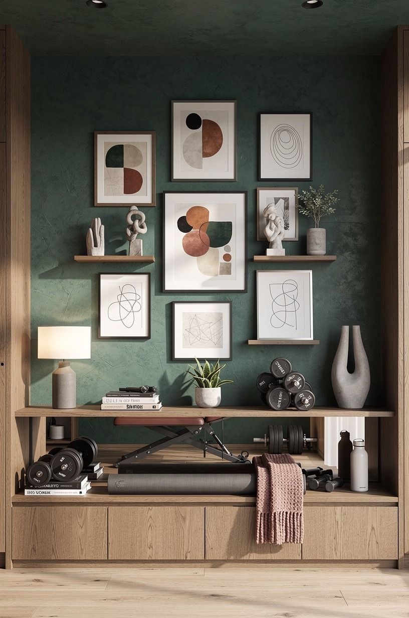 Frame your equipment with a gallery wall that earns its spot