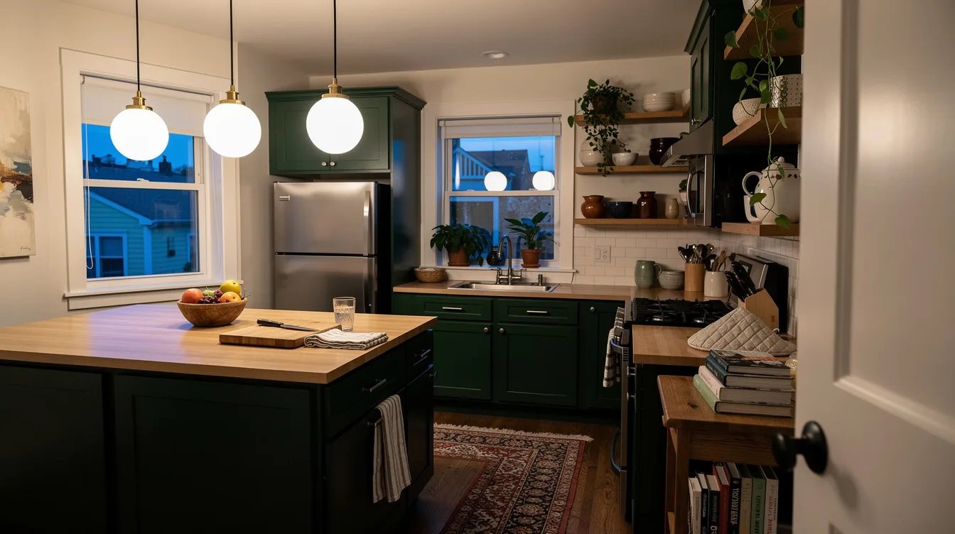 Use Opal Globes to Soften a Busy Kitchen