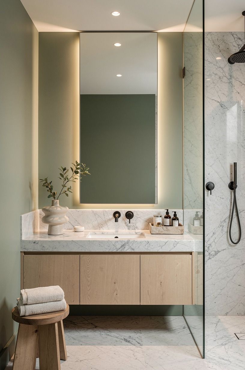 Frame the Mirror Before You Light the Ceiling (elegant shower lighting ideas)