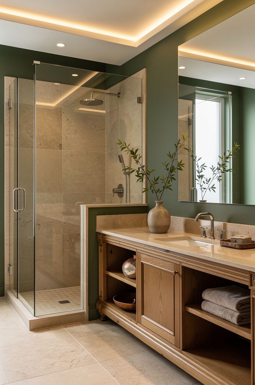 Paint the Ceiling to Hold the Light (elegant shower lighting ideas)