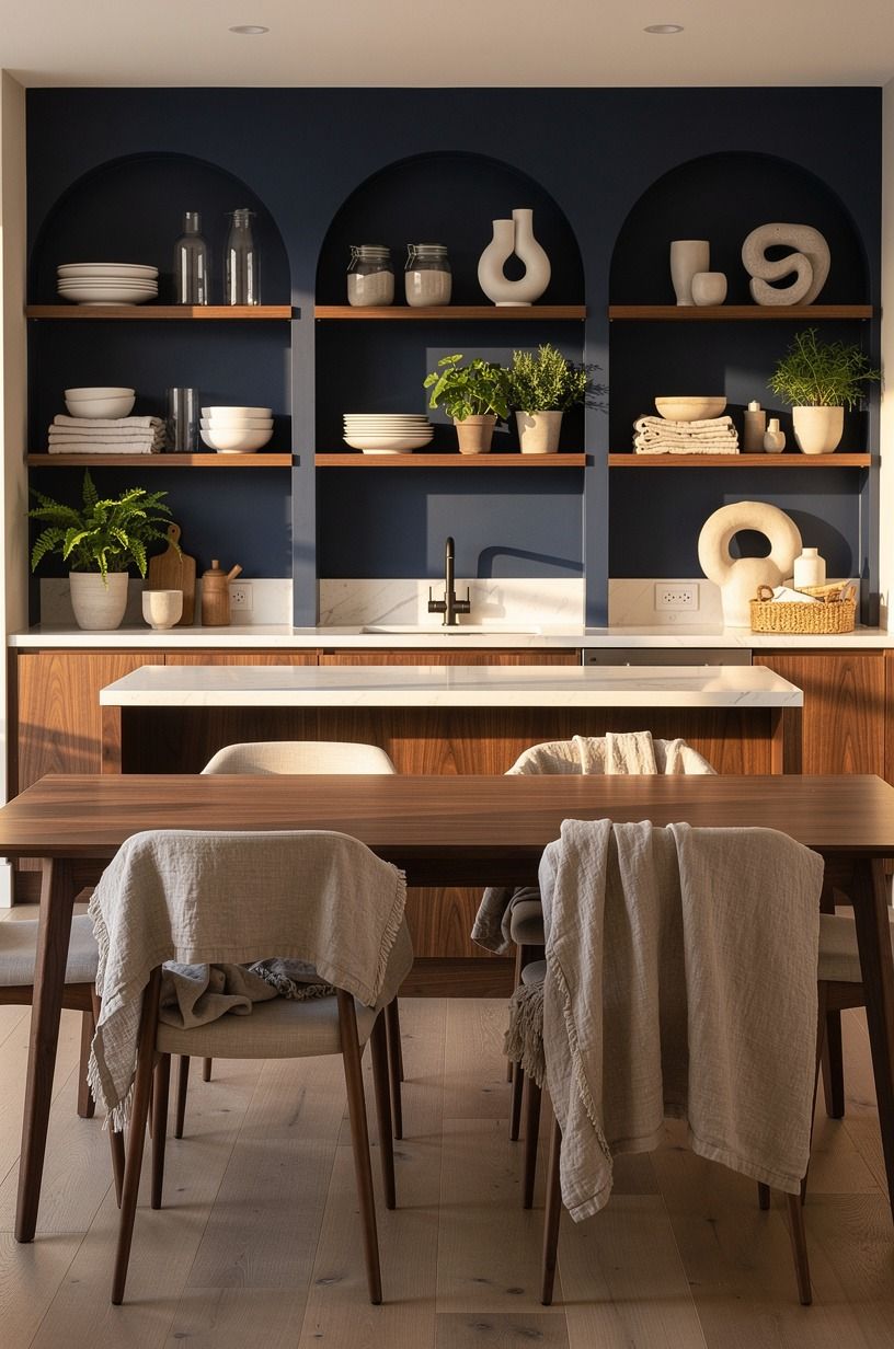 Could open shelves work better than more cabinets?