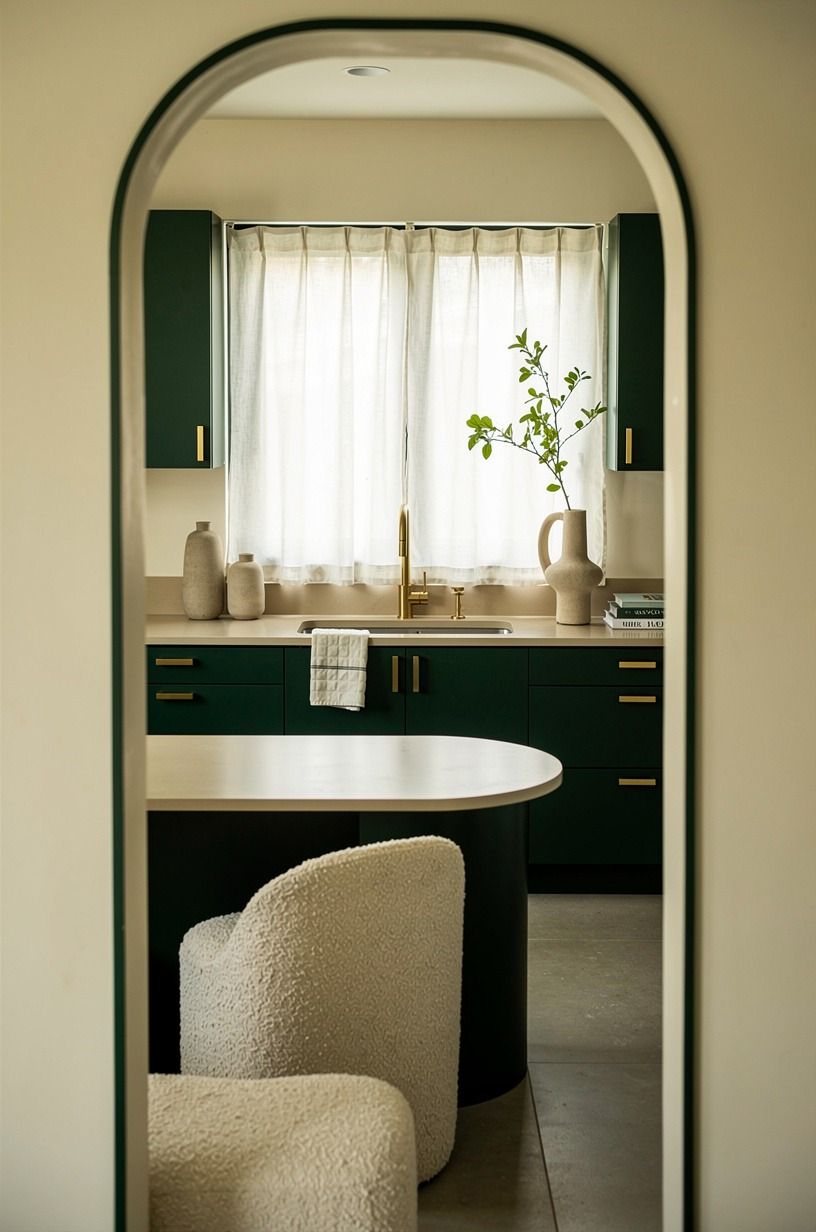 Frame the sink with a cafe curtain, not heavy drapery