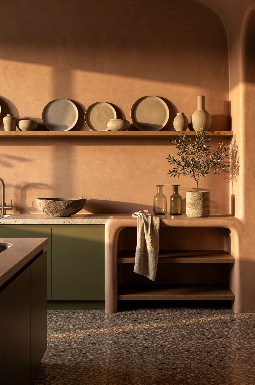 Hang a plate rail where a cabinet would feel heavy