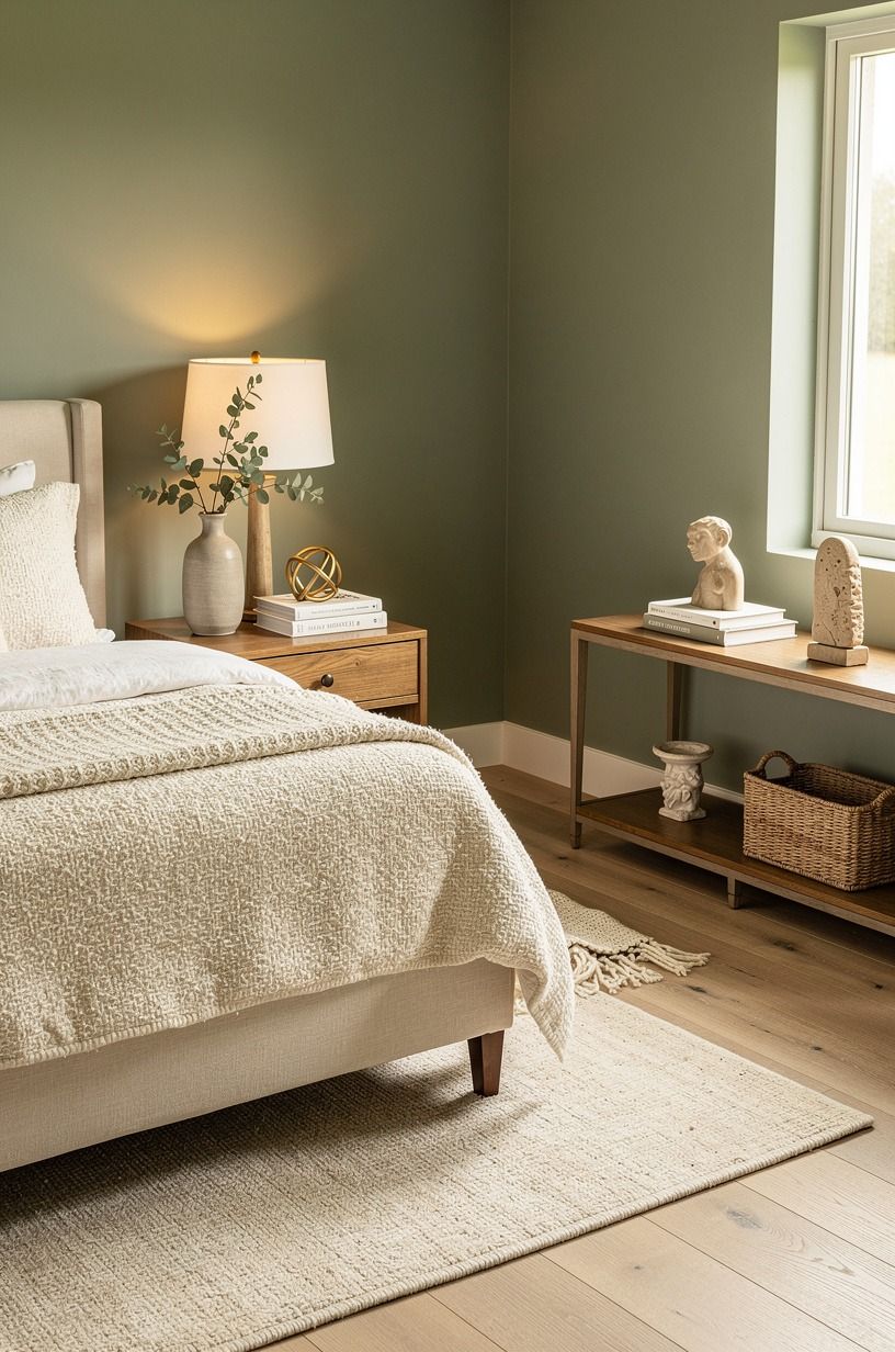 Float a small rug past the bed’s edges