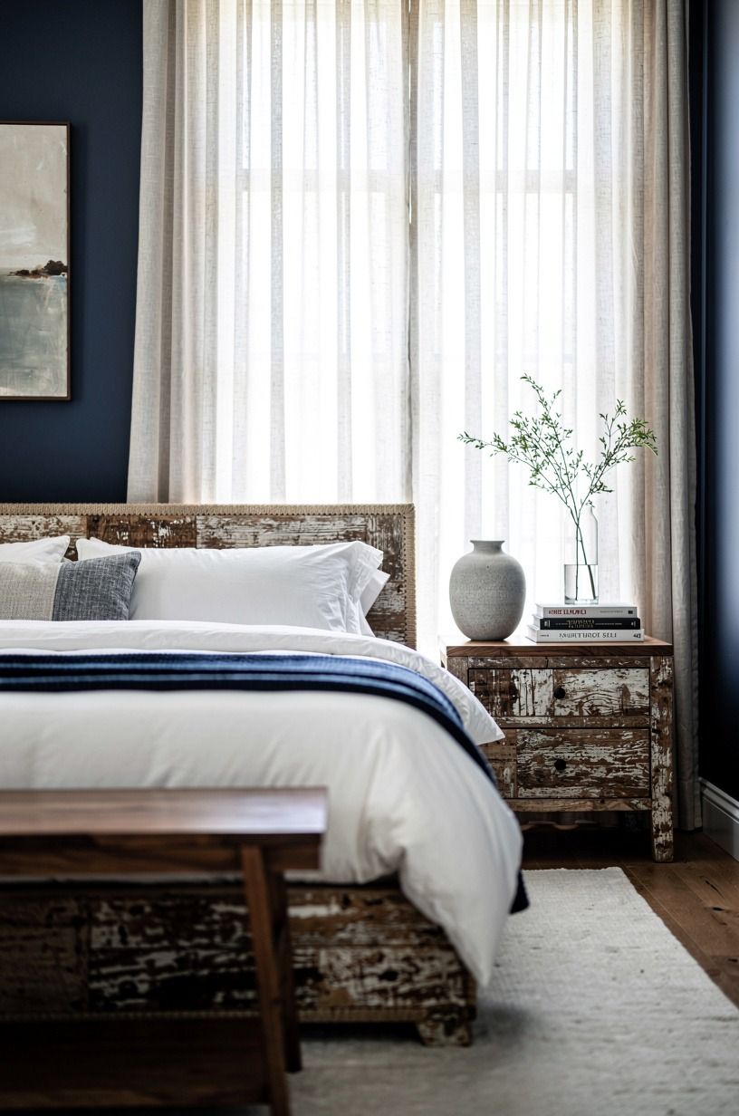 Soften the windows with linen drapes