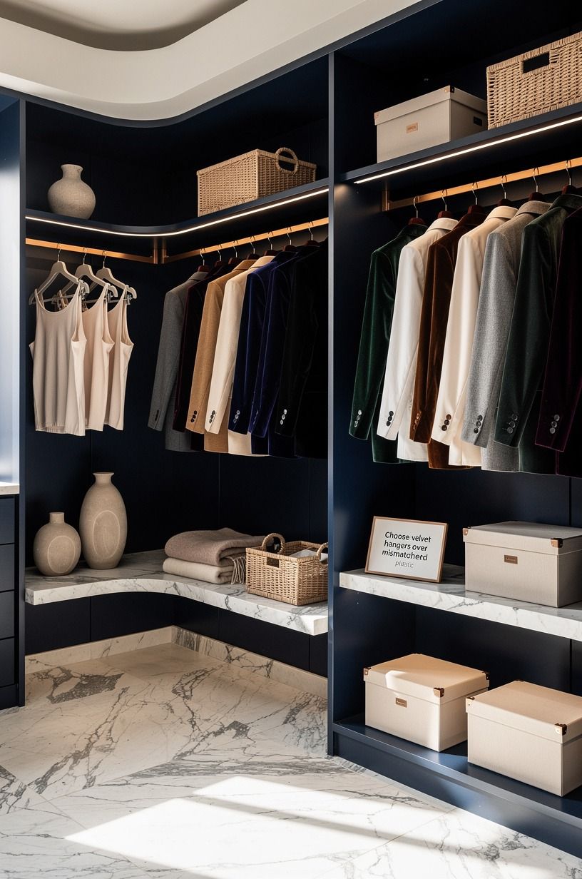 Choose velvet hangers over mismatched plastic
