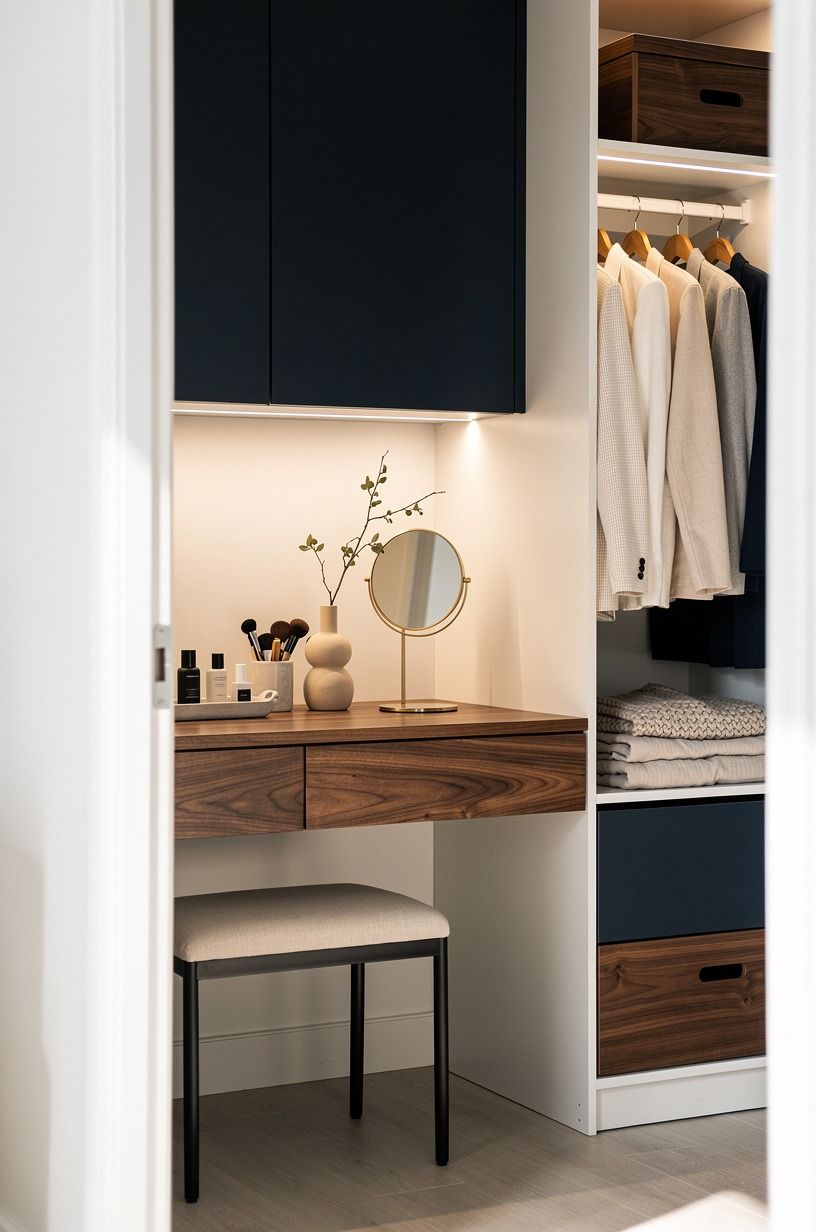 Swap wire shelves for a makeup-counter moment
