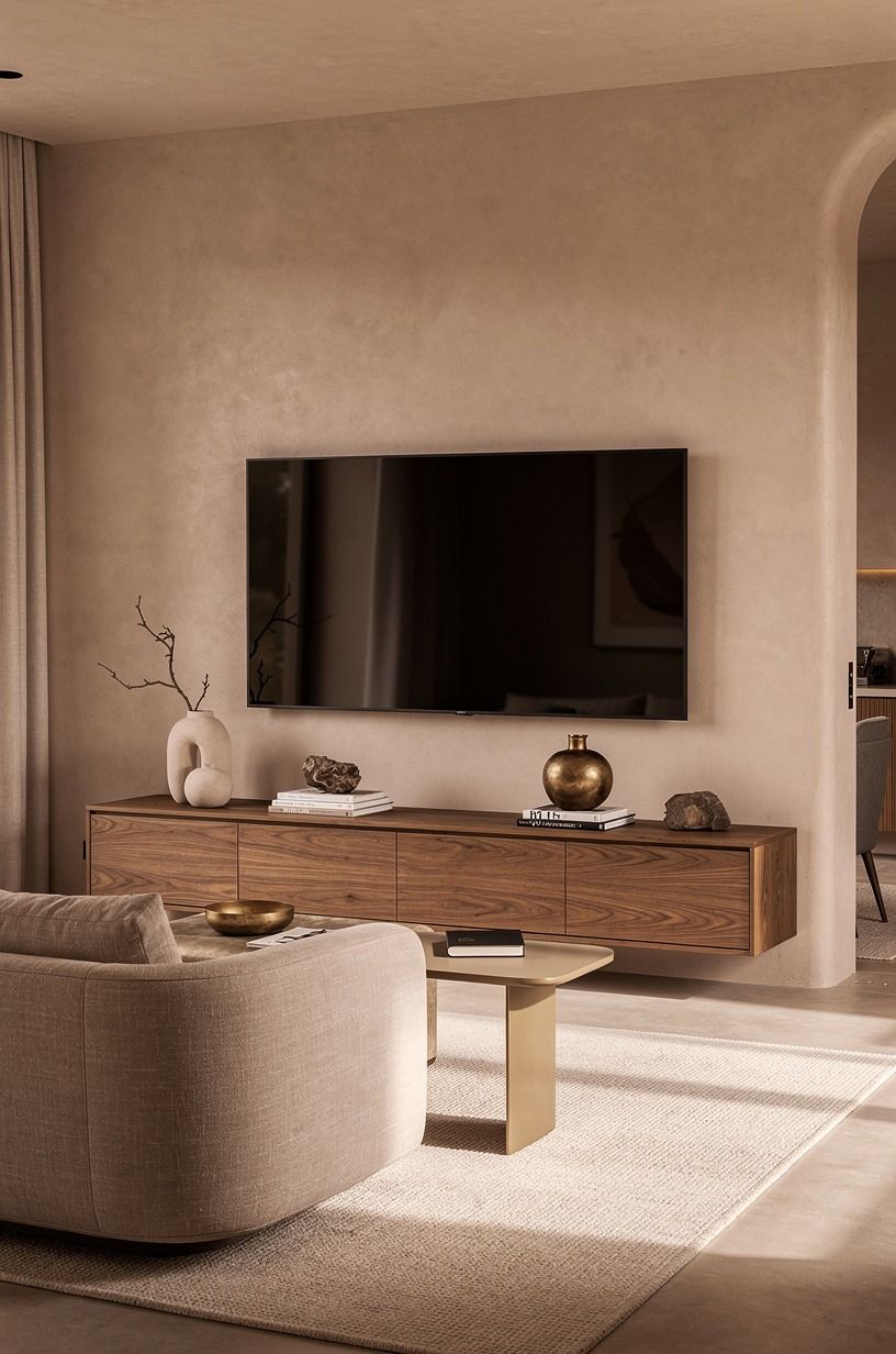 Float the Screen Above a Low Oak Console