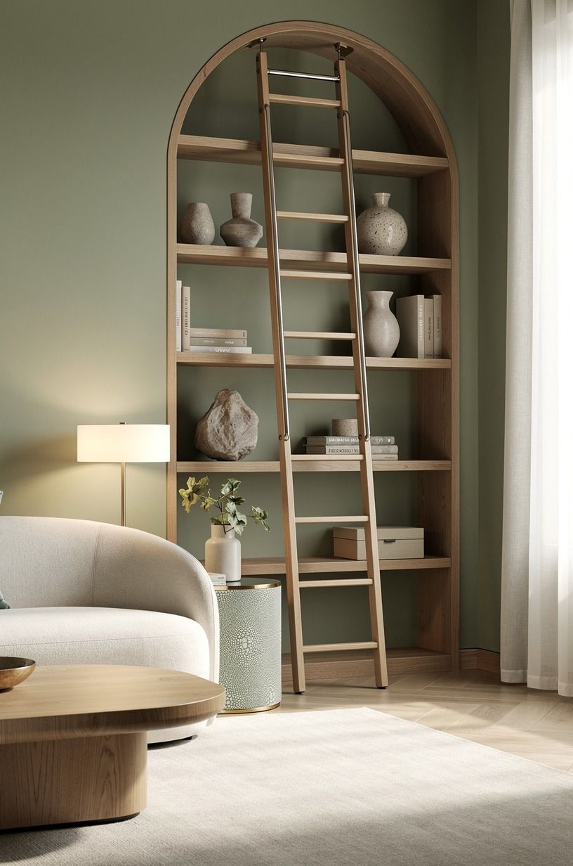 Swap Floating Shelves for a Library Ladder Look