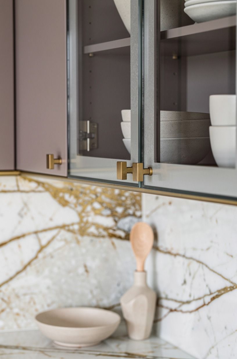 Add glass fronts to one upper cabinet run