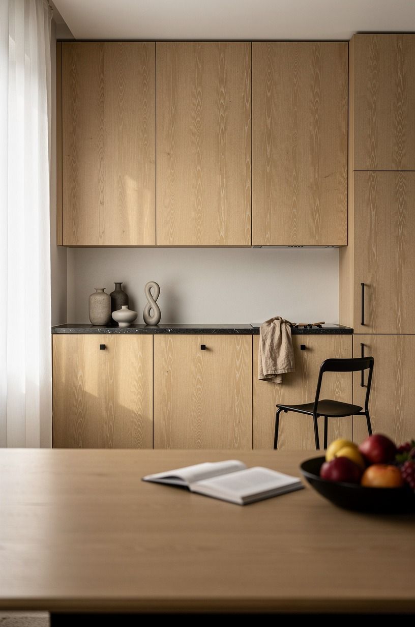 Choose warm oak over all-white replacement cabinets