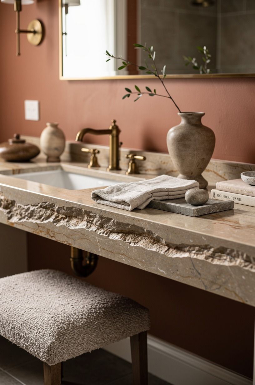 Frame the sink with a real stone counter