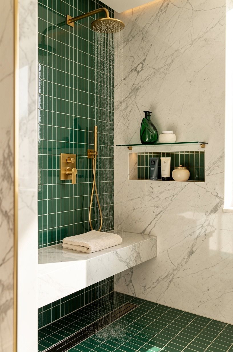 Map the water path before you choose dark shower room finishes