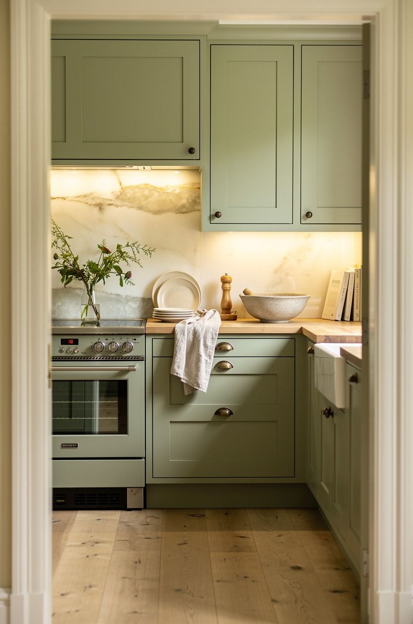 Could a cottage kitchen sage green palette stay light?