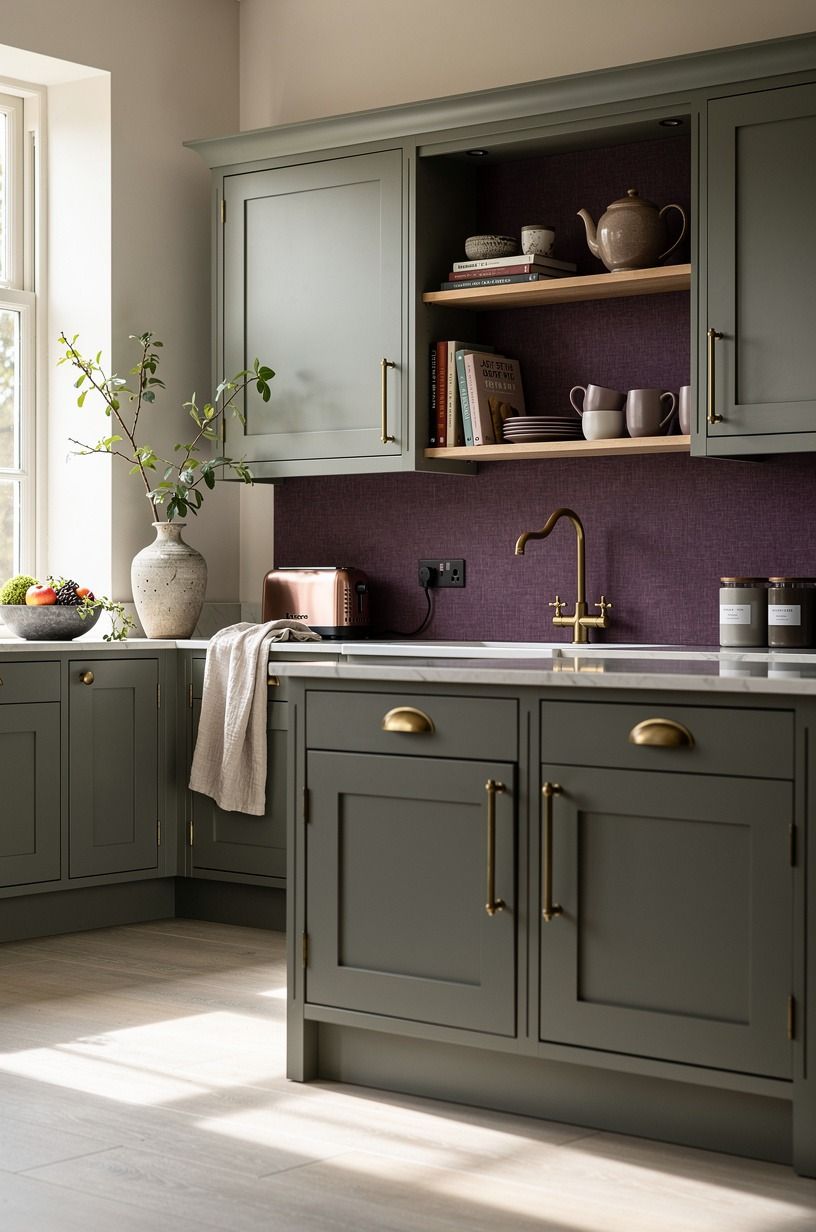 Layer a green cottage kitchen aesthetic without matching it