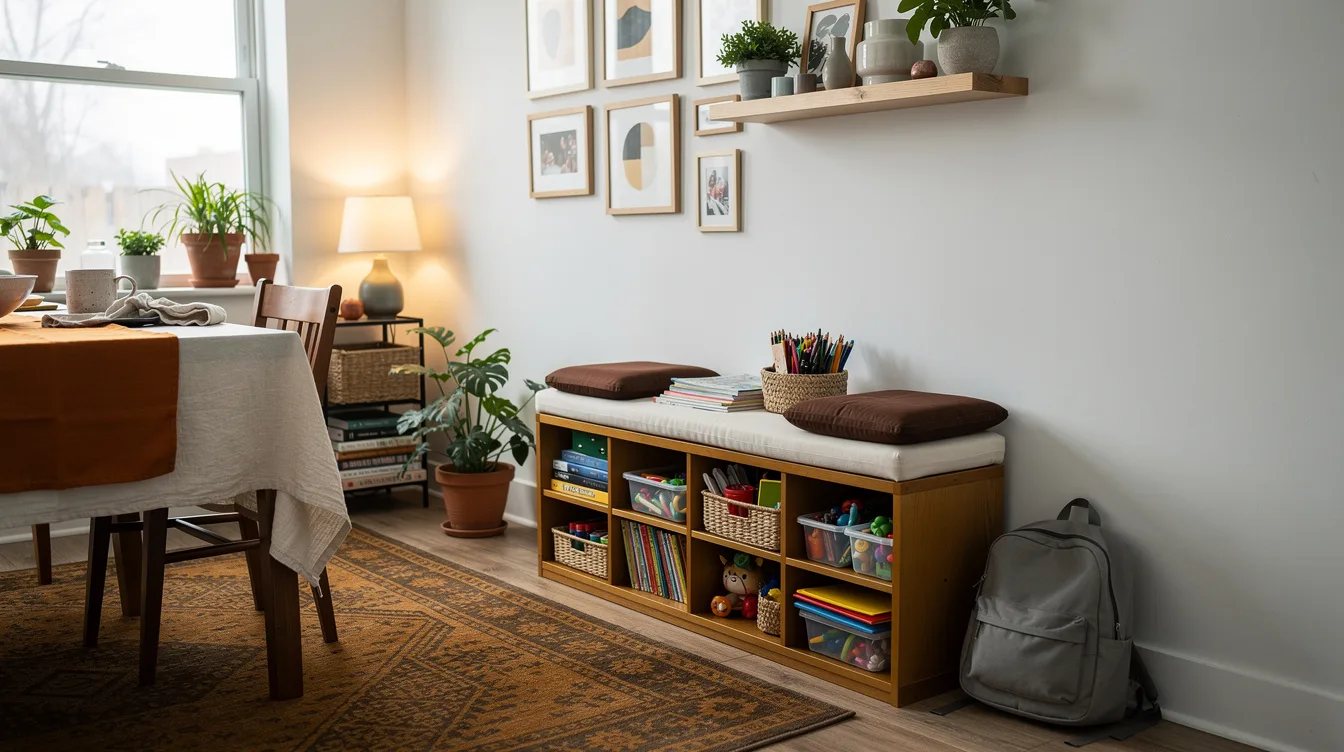 Make the Bench the Kid Supply Cabinet